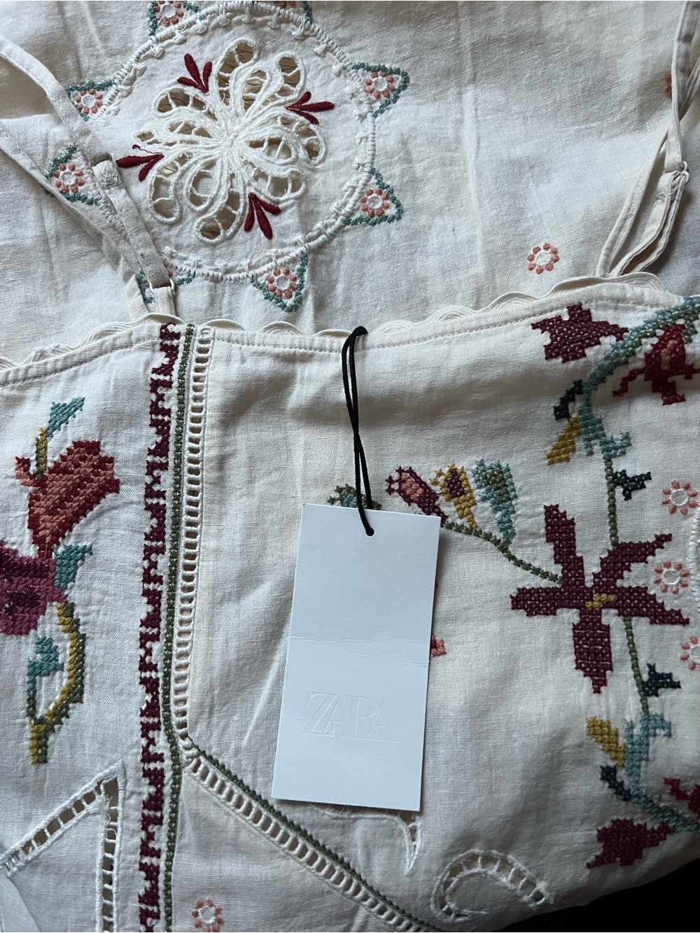 NWT Zara ZW Collection Asymmetric Floral Embroidered Dress XS - Picture 10 of 11
